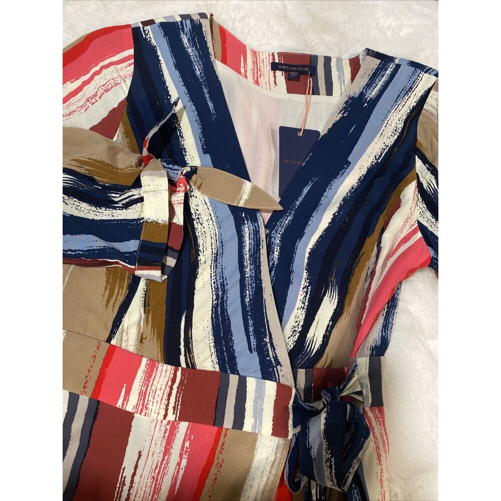 NWT Skies Are Blue Women's Small Paintbrush Striped Tiered Wrap Maxi Dress - Picture 6 of 11